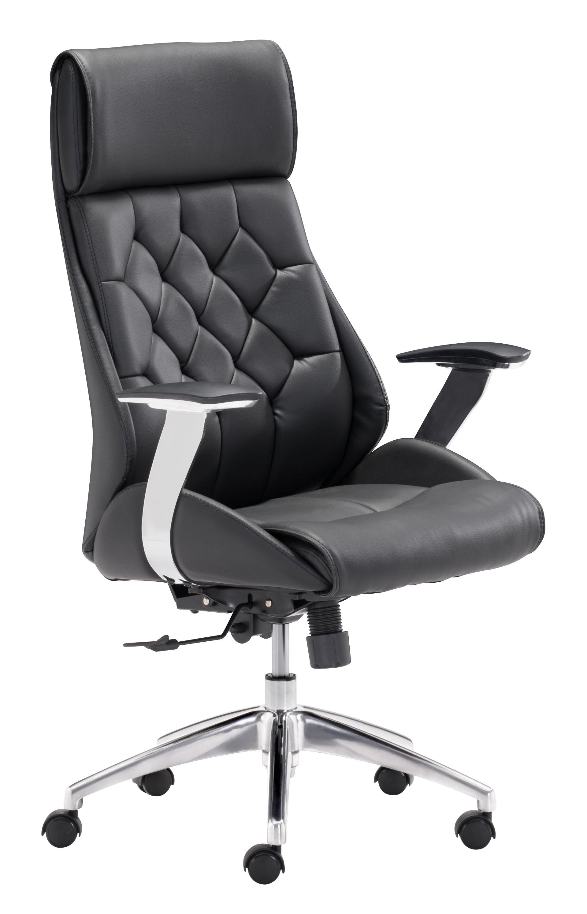 28.7" x 29" x 46.6" Black, Leatherette, Chromed Steel, Office Chair