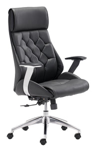 28.7" x 29" x 46.6" Black, Leatherette, Chromed Steel, Office Chair