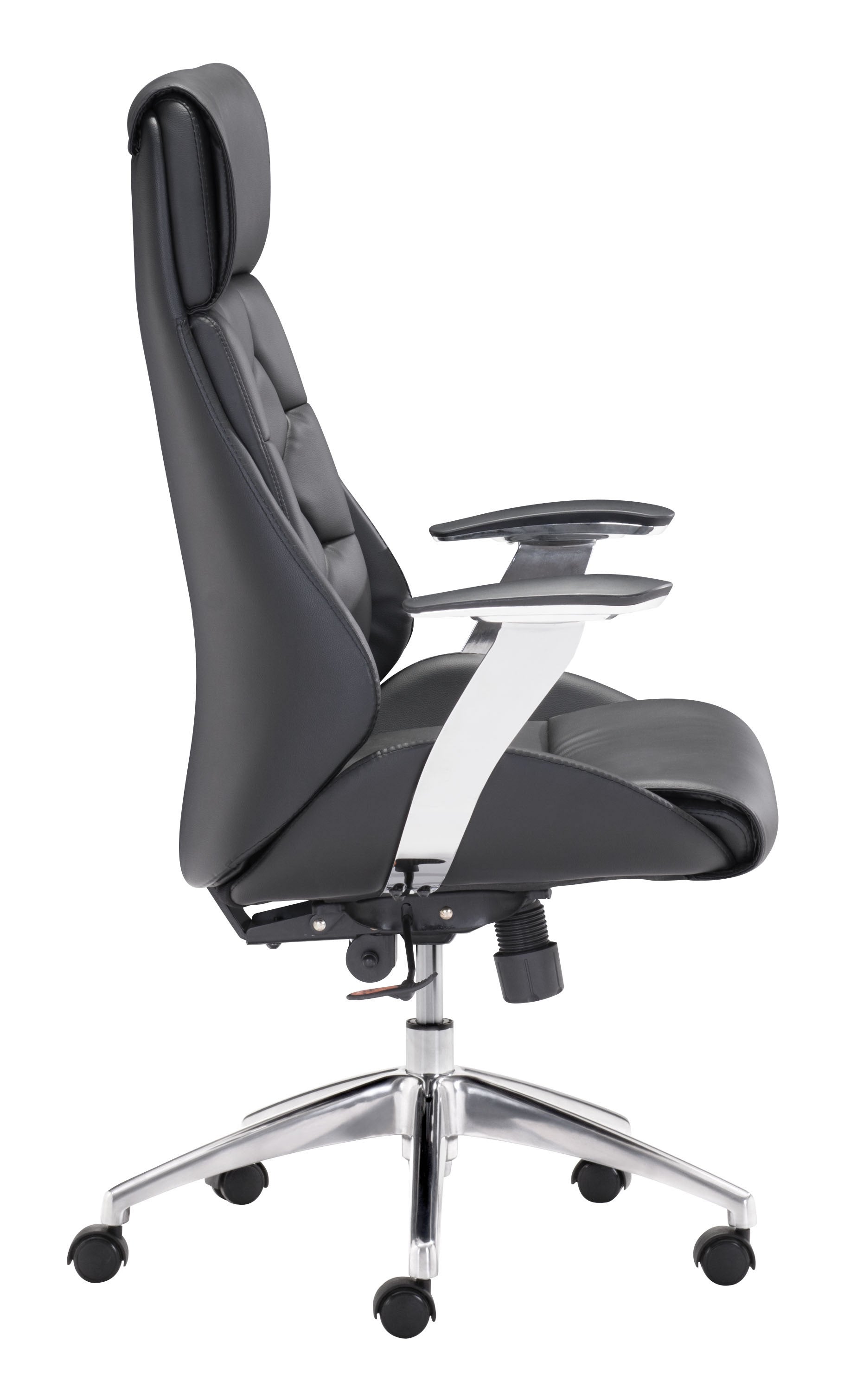 28.7" x 29" x 46.6" Black, Leatherette, Chromed Steel, Office Chair