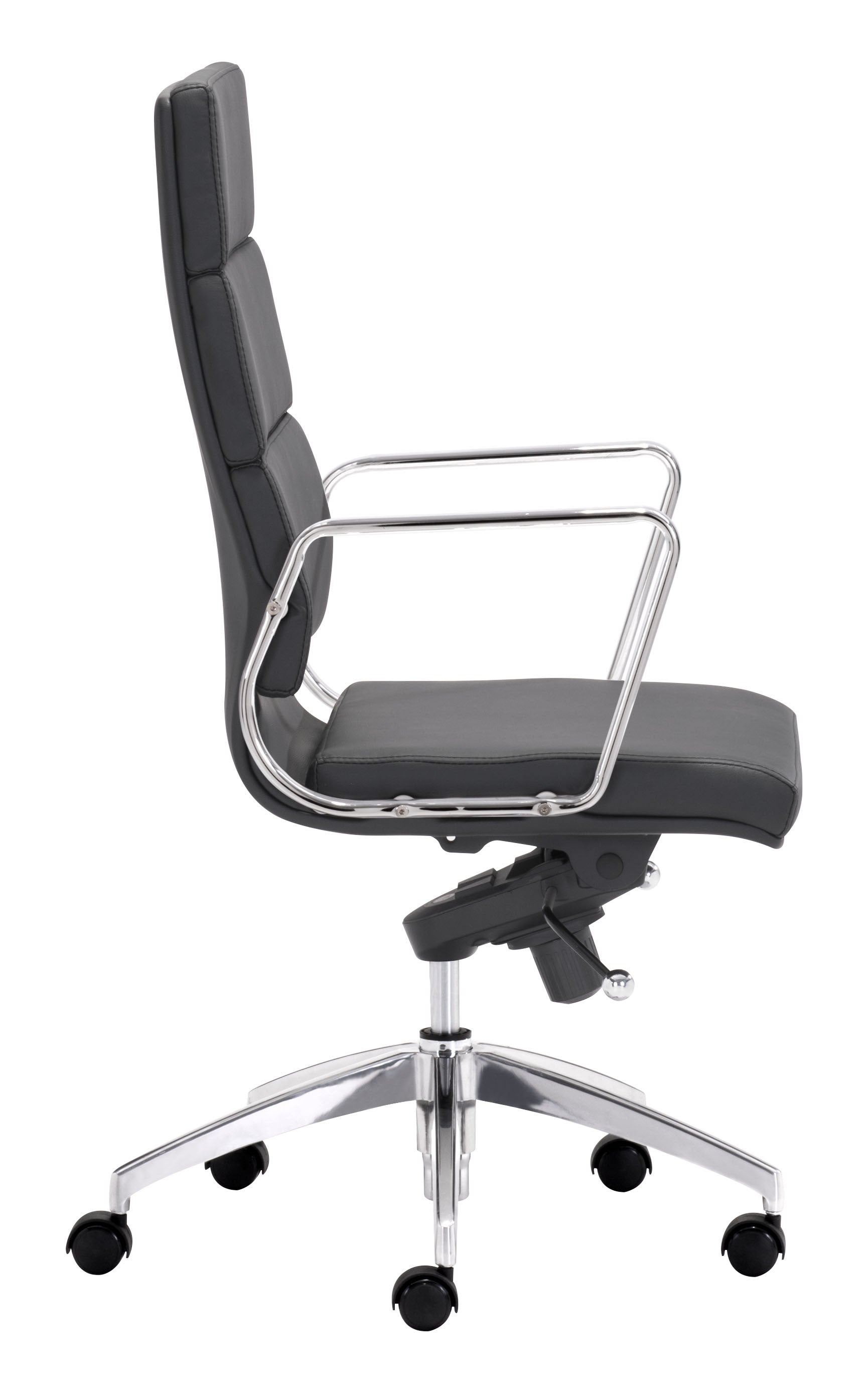 21" x 26" x 42" Black, Leatherette, Chromed Steel, High Back Office Chair