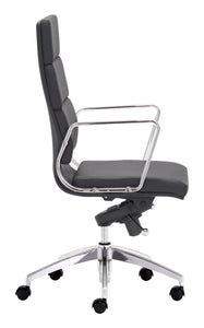 21" x 26" x 42" Black, Leatherette, Chromed Steel, High Back Office Chair