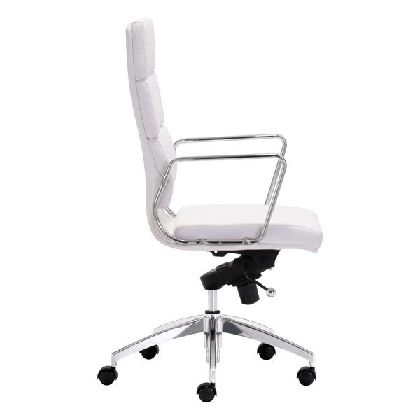 21" X 26" X 44.5" White Leatherette High Back Office Chair