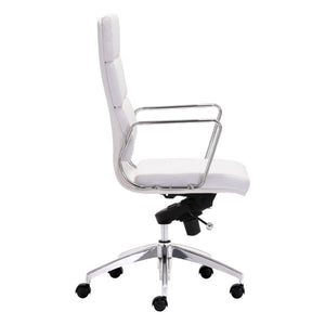 21" X 26" X 44.5" White Leatherette High Back Office Chair