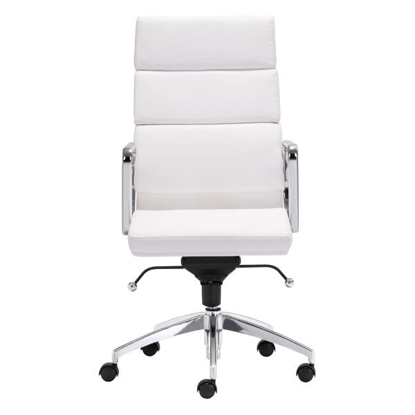 21" X 26" X 44.5" White Leatherette High Back Office Chair