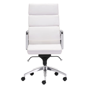 21" X 26" X 44.5" White Leatherette High Back Office Chair