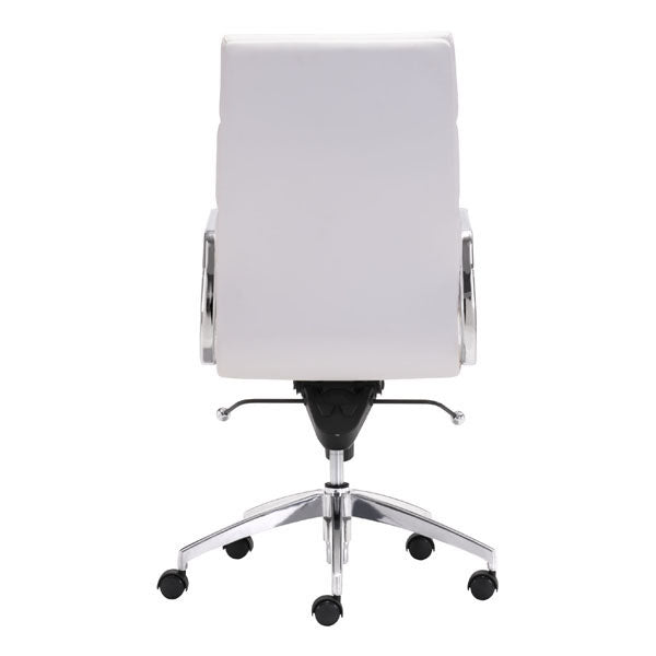 21" X 26" X 44.5" White Leatherette High Back Office Chair