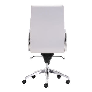 21" X 26" X 44.5" White Leatherette High Back Office Chair