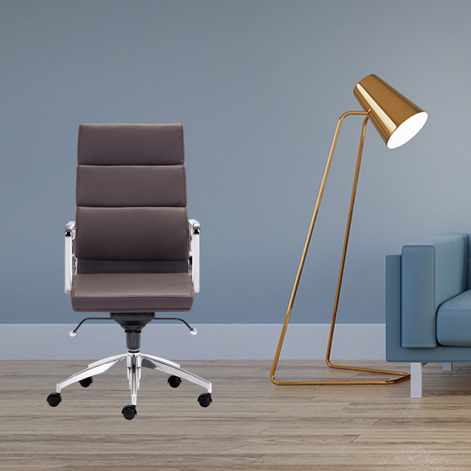 21" X 26" X 44.5" Espresso Leatherette High Back Office Chair
