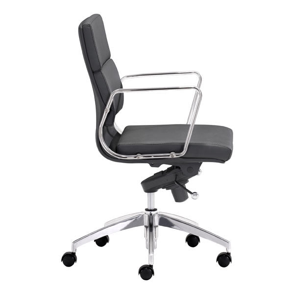 21" X 26" X 39" Black Leatherette Low Back Office Chair