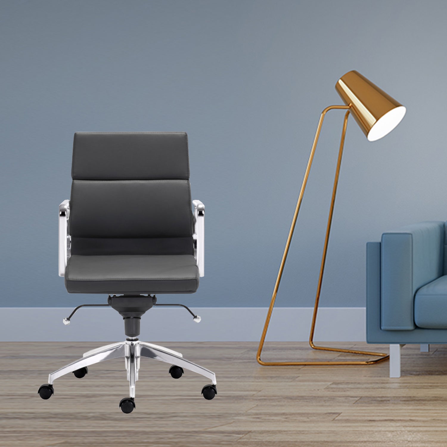 21" X 26" X 39" Black Leatherette Low Back Office Chair