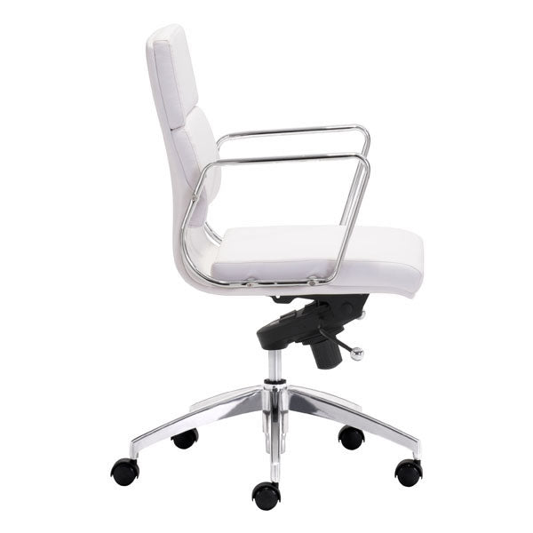 21" X 26" X 39" White Low Back Leatherette Office Chair