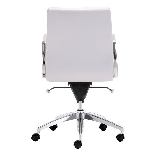 21" X 26" X 39" White Low Back Leatherette Office Chair