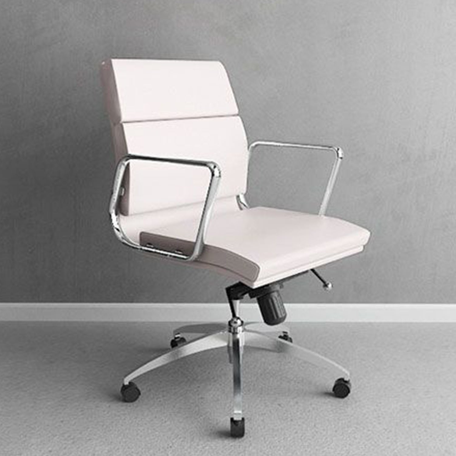21" X 26" X 39" White Low Back Leatherette Office Chair