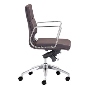 21" X 26" X 39" Espresso Leatherette Low Back Office Chair