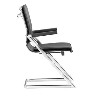 19" X 22" X 35" 2 Pcs Black Leatherette Conference Chair