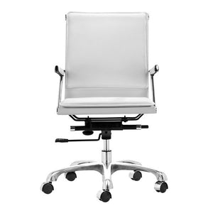 19" X 24" X 39.5" White Leatherette Office Chair