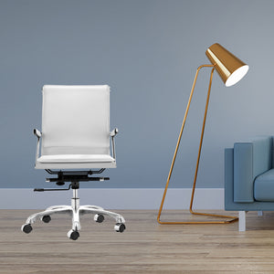 19" X 24" X 39.5" White Leatherette Office Chair