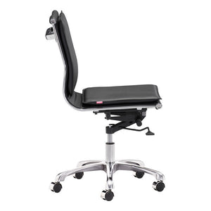 23" X 23" X 40" Black Leatherette Armless Office Chair