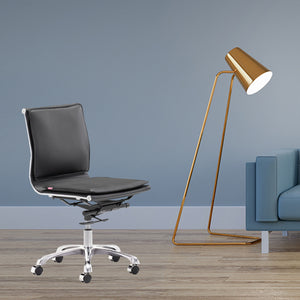23" X 23" X 40" Black Leatherette Armless Office Chair