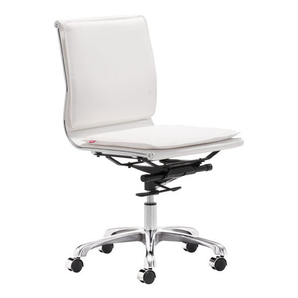 23" X 23" X 40" White Leatherette Armless Office Chair