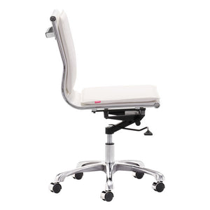 23" X 23" X 40" White Leatherette Armless Office Chair