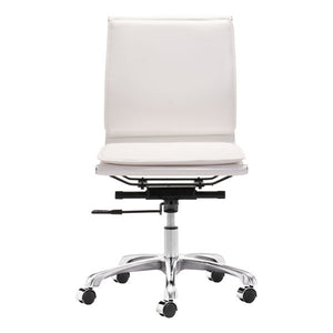 23" X 23" X 40" White Leatherette Armless Office Chair