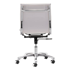 23" X 23" X 40" White Leatherette Armless Office Chair