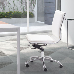 23" X 23" X 40" White Leatherette Armless Office Chair