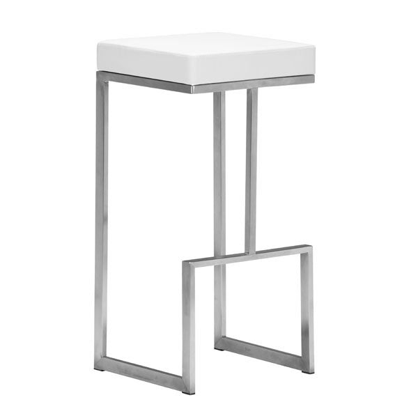 14" X 14" X 30" 2 Pcs White Leatherette Barstool