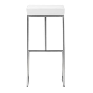 14" X 14" X 30" 2 Pcs White Leatherette Barstool
