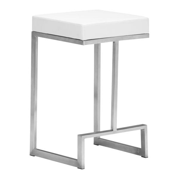 14" X 14" X 26" 2 Pcs White Leatherette Counter Stool