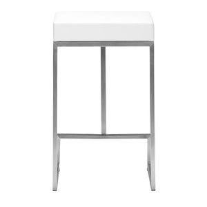 14" X 14" X 26" 2 Pcs White Leatherette Counter Stool