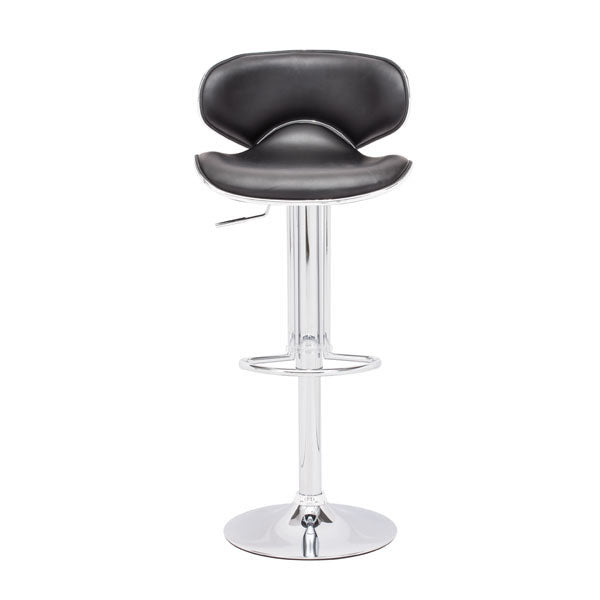 18.7" X 18.3" X 40.9" Black Leatherette Chromed Steel Bar Chair