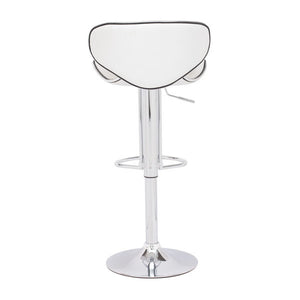 18.7" X 18.3" X 40.9" White Leatherette Chromed Steel Bar Chair