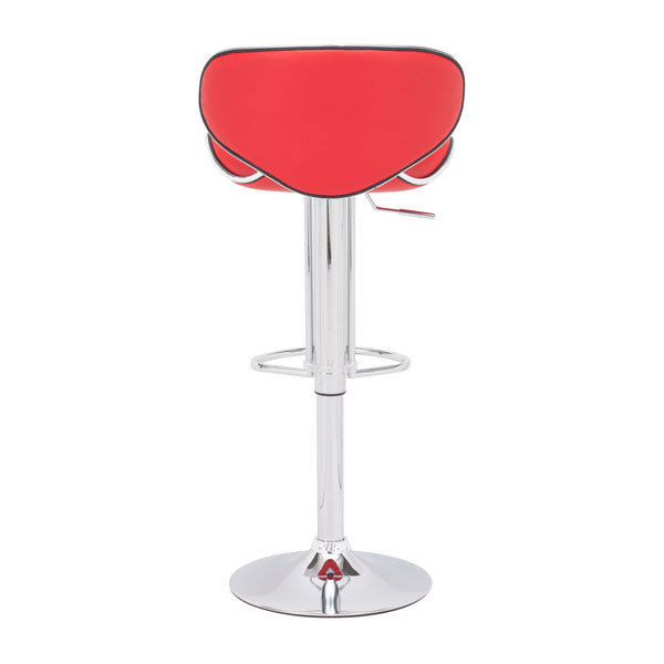 18.7" X 18.3" X 40.9" Red Leatherette Chromed Steel Bar Chair