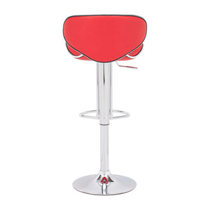 18.7" X 18.3" X 40.9" Red Leatherette Chromed Steel Bar Chair