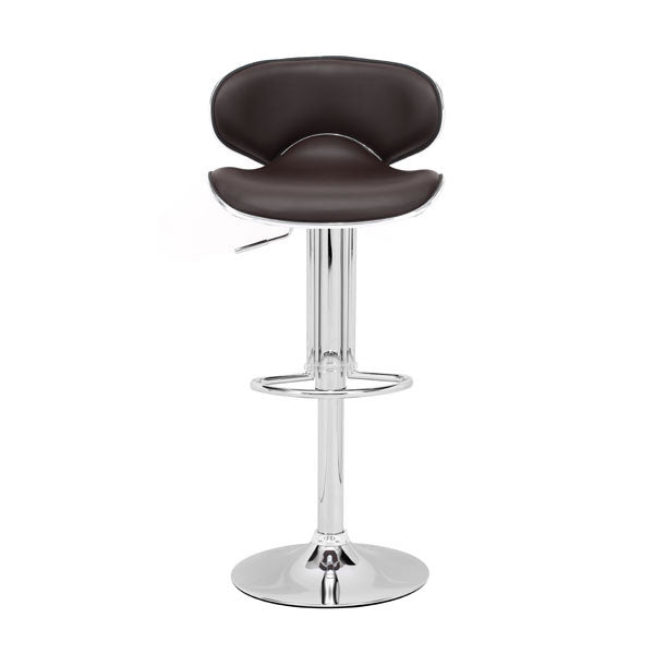 18.7" X 18.3" X 40.9" Espresso Leatherette Chromed Steel Bar Chair