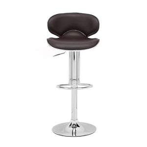 18.7" X 18.3" X 40.9" Espresso Leatherette Chromed Steel Bar Chair