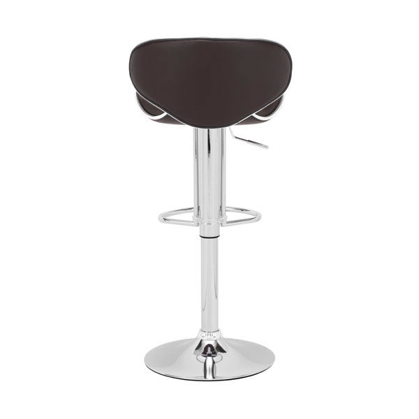 18.7" X 18.3" X 40.9" Espresso Leatherette Chromed Steel Bar Chair