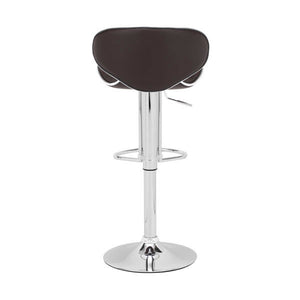 18.7" X 18.3" X 40.9" Espresso Leatherette Chromed Steel Bar Chair
