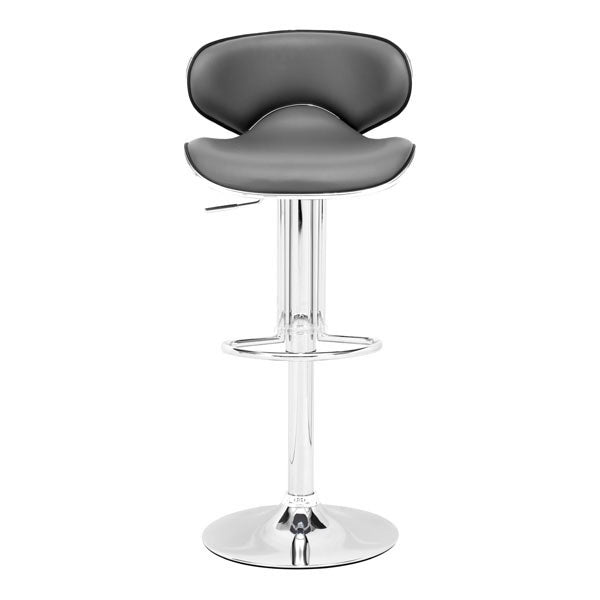 18.7" X 18.3" X 40.9" Gray Leatherette Chromed Steel Bar Chair