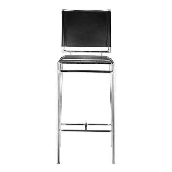 14" X 20" X 37.5" 2 Pcs Black Leatherette Chromed Steel Bar Chair