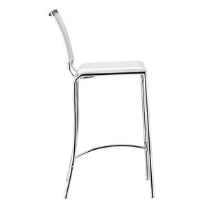 14" X 20" X 37.5" 2 Pcs White Leatherette Chromed Steel Bar Chair