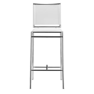 14" X 20" X 37.5" 2 Pcs White Leatherette Chromed Steel Bar Chair