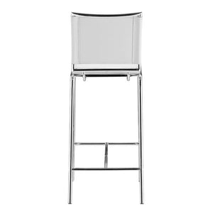 14" X 20" X 37.5" 2 Pcs White Leatherette Chromed Steel Bar Chair