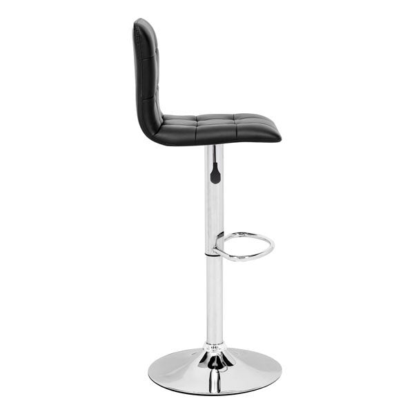 16.9" X 16.3" X 44.9" Black Leatherette Chromed Steel Bar Chair