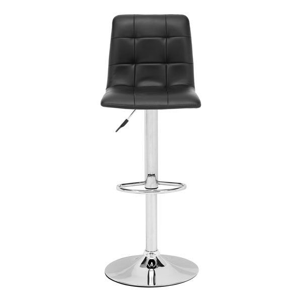 16.9" X 16.3" X 44.9" Black Leatherette Chromed Steel Bar Chair