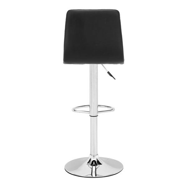 16.9" X 16.3" X 44.9" Black Leatherette Chromed Steel Bar Chair