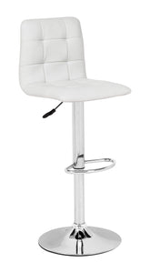 16.9" x 16.3" x 36.6" White, Leatherette, Chromed Steel, Bar Chair
