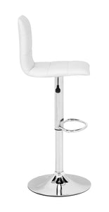 16.9" x 16.3" x 36.6" White, Leatherette, Chromed Steel, Bar Chair
